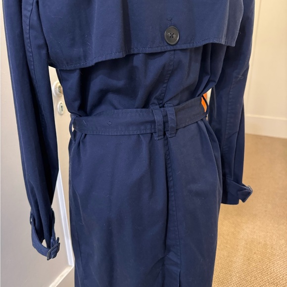 GAP Blue Trench Coat with Wide Lapel and Belt - Picture 9 of 14